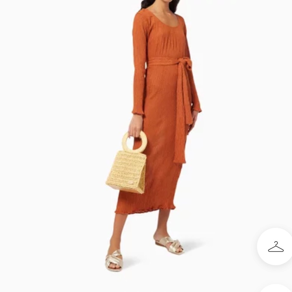 Savannah Morrow Rum Papaya Long Sleeve Dress Silk Bamboo NWT Small -missing belt
